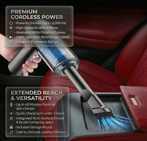TurboClean™ 2-in-1 Wireless Car Vacuum & Air Duster – Compact Powerful Cleaner